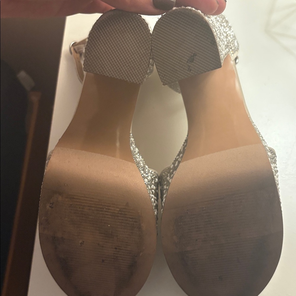 Steve Madden Silver Rhinestone Platform Heels - Picture 4 of 6
